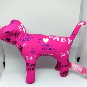 PINK Victorias Secret Graffiti Writing Stuffed Dog